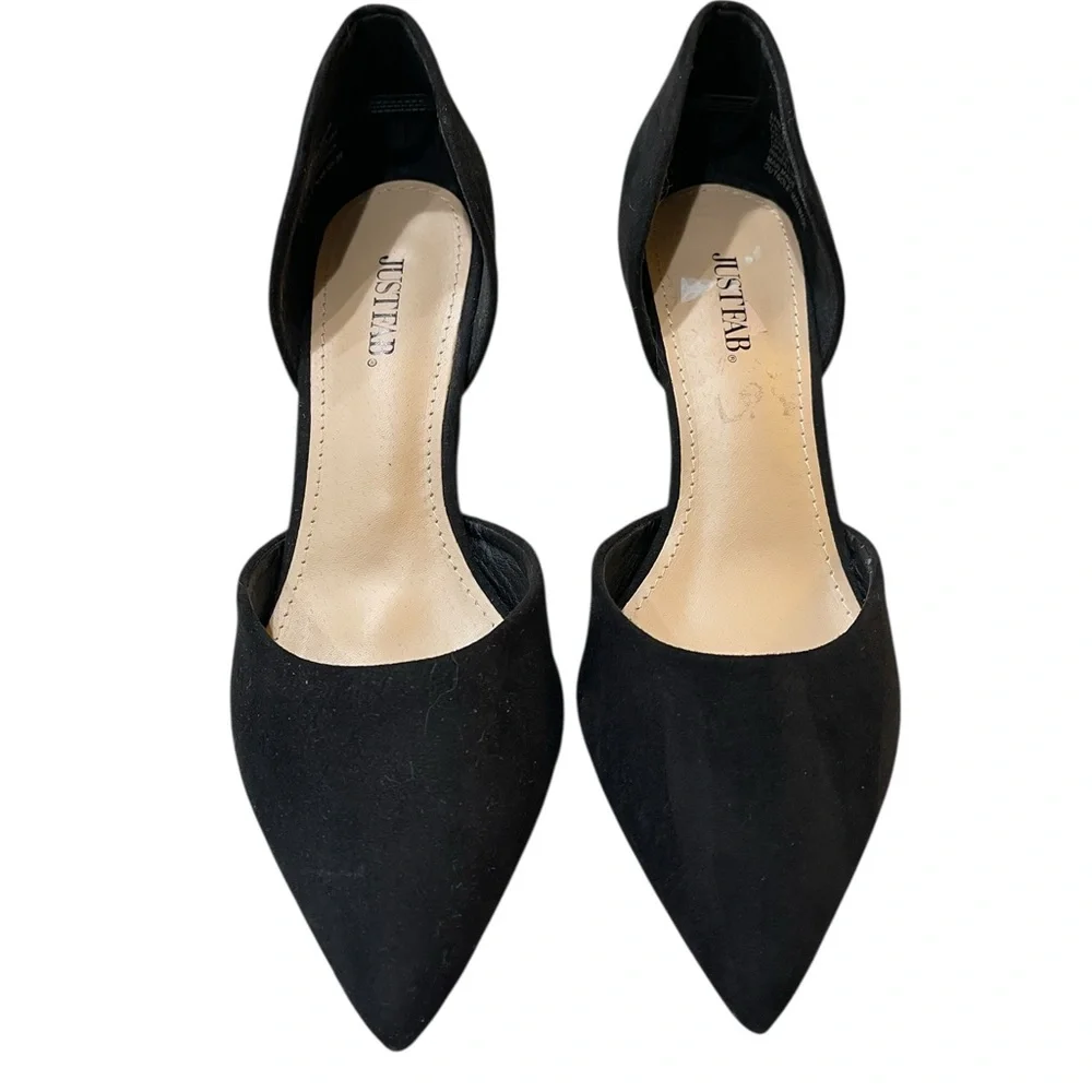 JustFab Black Suede d’Orsay Pointed Toe Heels - Picture 2 of 5